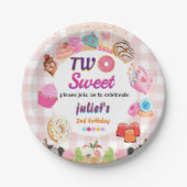 Assiettes En Carton rose été mignon enfants fille deux doux 2e anniver (Devant)