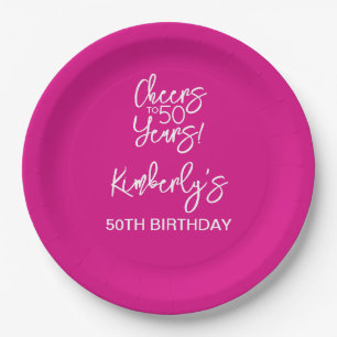 Assiettes En Carton Rose Fantaisiste Joyeux 50 Ans Anniversaire