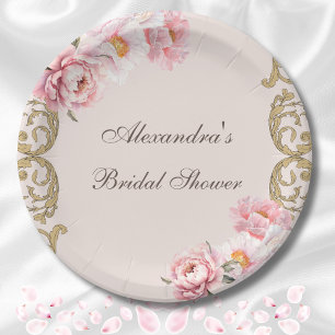 Assiettes En Carton Rose Fête de Mariage Florale Victorienne Vintage P
