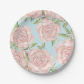 Assiettes En Carton Rose Floral Botanique Blush Rose Joli Motif (Devant)