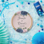 Assiettes En Carton Rose Floral Marine bleu Blush rose Mariage or (Fête)