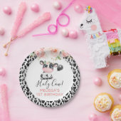 Assiettes En Carton  Rose Floral noir vache blanche Imprimer fête d'an (Fête)