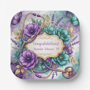 Assiettes En Carton Rose Florale Violette Diplômé
