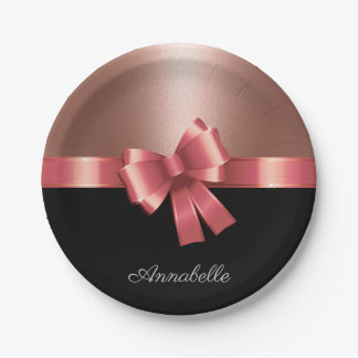 Assiettes En Carton Rose Foil et Bow