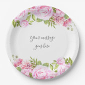 Assiettes En Carton Rose Garden Ajouter votre message (Devant)