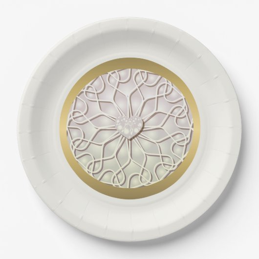 Assiettes En Carton Rose géométrique Gold LOVE Motif de coeur (Devant)