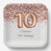 Assiettes En Carton Rose Gold 10e fête d'anniversaire (Recto)
