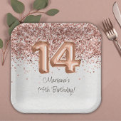 Assiettes En Carton Rose Gold 14e fête d'anniversaire