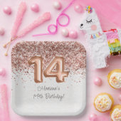 Assiettes En Carton Rose Gold 14e fête d'anniversaire (Fête)