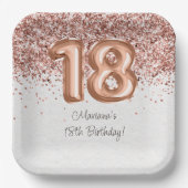 Assiettes En Carton Rose Gold 18e fête d'anniversaire (Recto)
