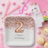 Assiettes En Carton Rose Gold 2ème fête d'anniversaire (Fête)