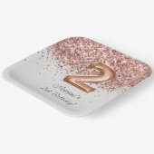 Assiettes En Carton Rose Gold 2ème fête d'anniversaire (Angulaire)