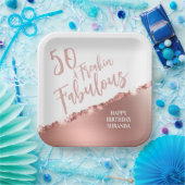 Assiettes En Carton Rose Gold 50 & Fabulous! Typographie amusante Anni (Fête)