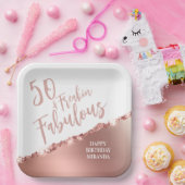 Assiettes En Carton Rose Gold 50 & Fabulous! Typographie amusante Anni (Fête)