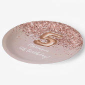 Assiettes En Carton Rose Gold 5e fête d'anniversaire (Angle)