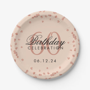 Assiettes En Carton Rose Gold 60e anniversaire Parties scintillant Con