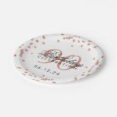 Assiettes En Carton Rose Gold 90th Birthday Parties scintillant Confet (Angle)