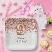 Assiettes En Carton Rose Gold 9e fête d'anniversaire (Fête)