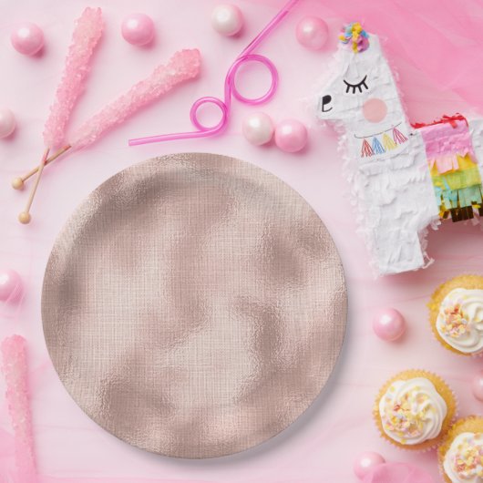 Assiettes En Carton Rose Gold Anniversaire Fleur Rose (Fête)