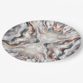 Assiettes En Carton Rose Gold Argent & Marbre Blanc Féminin  (Angle)