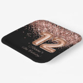 Assiettes En Carton Rose Gold Black 12e fête d'anniversaire (Angulaire)