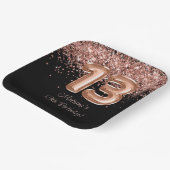 Assiettes En Carton Rose Gold Black 13e fête d'anniversaire (Angulaire)