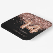 Assiettes En Carton Rose Gold Black 14e fête d'anniversaire (Angulaire)