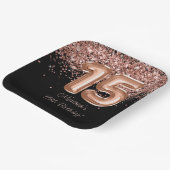 Assiettes En Carton Rose Gold Black 15e fête d'anniversaire (Angulaire)