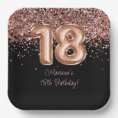 Assiettes En Carton Rose Gold Black 18e fête d'anniversaire (Recto)