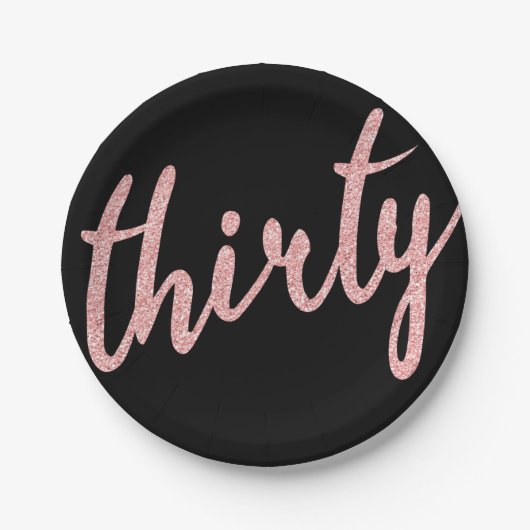 Assiettes En Carton Rose Gold Black 30 Anniversaire Parties scintillan (Devant)