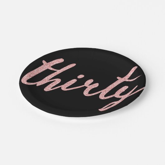 Assiettes En Carton Rose Gold Black 30 Anniversaire Parties scintillan (Angle)