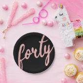 Assiettes En Carton Rose Gold Black 40 Anniversaire Parties scintillan (Fête)