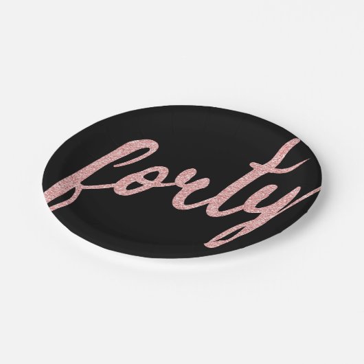 Assiettes En Carton Rose Gold Black 40 Anniversaire Parties scintillan (Angle)