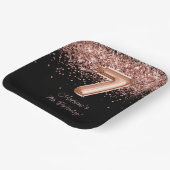 Assiettes En Carton Rose Gold Black 7e fête d'anniversaire (Angulaire)