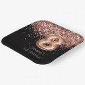 Assiettes En Carton Rose Gold Black 8e fête d'anniversaire (Angulaire)