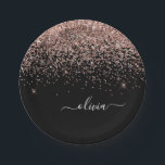 Assiettes En Carton Rose Gold - Blush Pink Black Parties scintillant N<br><div class="desc">Rose Gold - Blush Pink and Black Sparkle Parties scintillant Nom et Plaques de partie initiale. Cela rend le cadeau parfait pour 16 ans,  mariage,  douche nuptiale,  anniversaire,  baby shower ou bachelorette pour quelqu'un qui aime le luxe glam et les styles chic.</div>