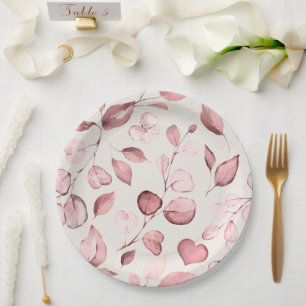 Assiettes En Carton Rose Gold Botanique   Quinceañera Ivoire 