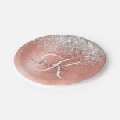 Assiettes En Carton Rose Gold brossé Parties scintillant métallique No (Angle)