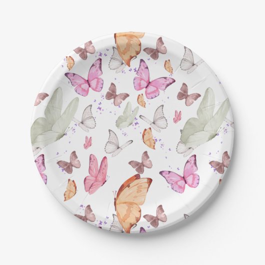 Assiettes En Carton rose gold butterfly (Devant)