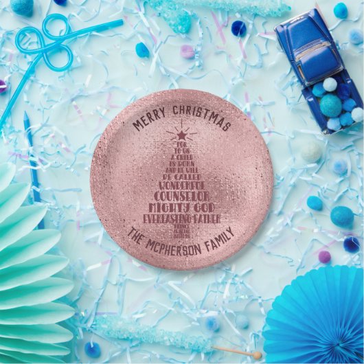 Assiettes En Carton Rose Gold Christian Christmas Scripture - Ajouter (Fête)