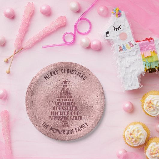Assiettes En Carton Rose Gold Christian Christmas Scripture - Ajouter  (Fête)