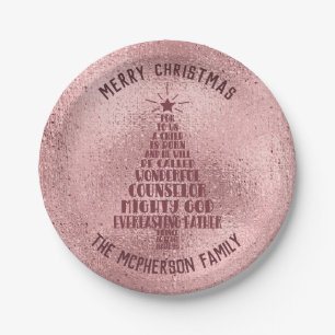 Assiettes En Carton Rose Gold Christian Christmas Scripture - Ajouter 