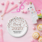 Assiettes En Carton Rose Gold Confetti Graduation 2020 (Fête)