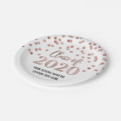 Assiettes En Carton Rose Gold Confetti Graduation 2020 (Angle)