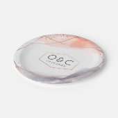 Assiettes En Carton Rose Gold Dawn Aquarelle Mariage géométrique (Angle)