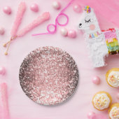 Assiettes En Carton Rose Gold Éclairage Filles Glittery Sparkly (Fête)