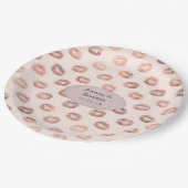 Assiettes En Carton Rose Gold et Blush Foil Lips Mariage (Angle)