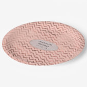 Assiettes En Carton Rose Gold et Blush Foil Mariage Chevron (Angle)