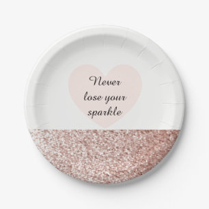 Assiettes En Carton Rose Gold Faux Parties scintillant Sparkle