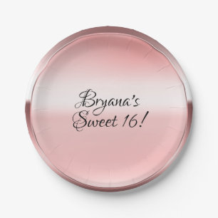Assiettes En Carton Rose Gold Fête Personnalisée Personnalisée Pink Sh